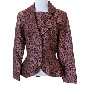 Vintage 80's Carissimo Rose Gold Metallic Embroidered Peplum Elegant Blazer